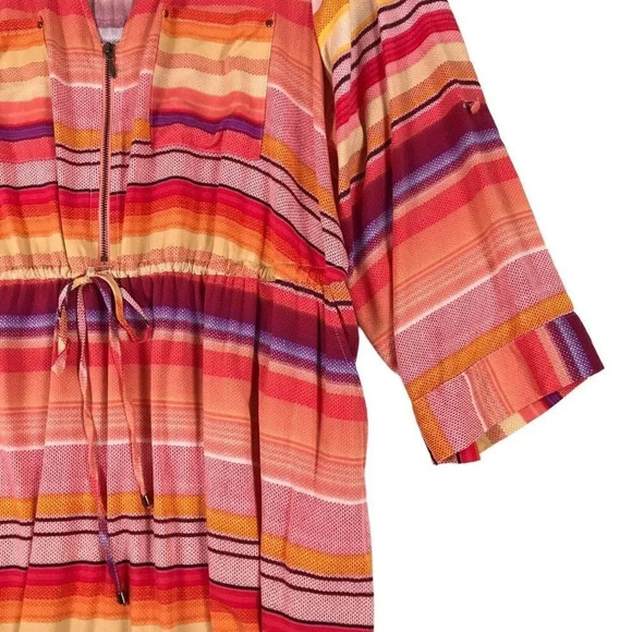 Torrid Shirt Dress Zip Front Size 3 3X Pockets Drawstring Waist Roll Tab Sleeves - Picture 6 of 15